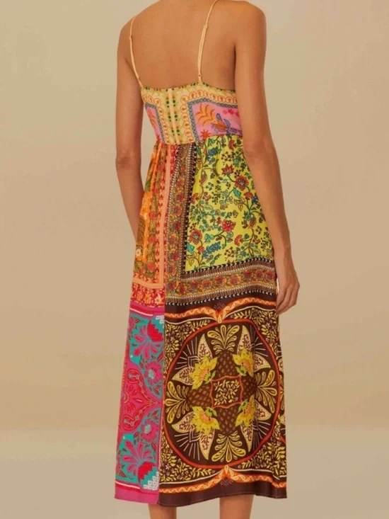 FARM Rio Multicolor Mixed Scarves Lenzing Ecovero Viscose Mini Dress - Picture 4 of 6